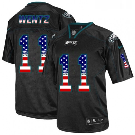 Mens Nike Philadelphia Eagles 11 Carson Wentz Elite Black USA Flag Fashion NFL Jersey Mens Nike Philadelphia Eagles 11 Carson Wentz Elite Black USA Flag Fashion NFL Jersey