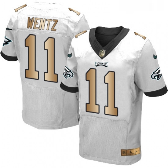 Mens Nike Philadelphia Eagles 11 Carson Wentz Elite WhiteGold NFL Jersey Mens Nike Philadelphia Eagles 11 Carson Wentz Elite WhiteGold NFL Jersey