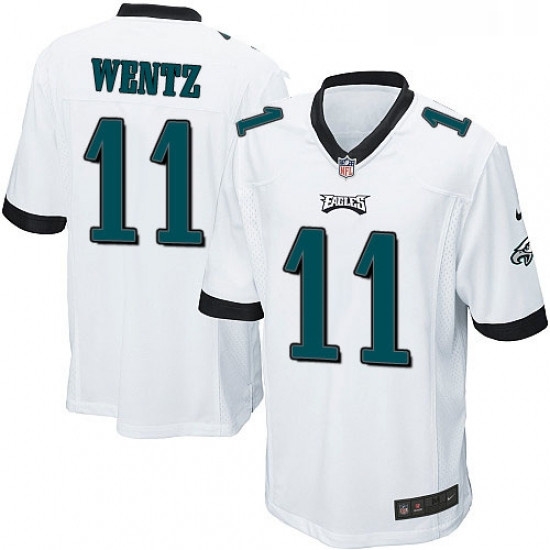 Mens Nike Philadelphia Eagles 11 Carson Wentz Game White NFL Jersey Mens Nike Philadelphia Eagles 11 Carson Wentz Game White NFL Jersey