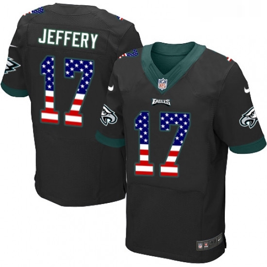 Mens Nike Philadelphia Eagles 17 Alshon Jeffery Elite Black Alternate USA Flag Fashion NFL Jersey Mens Nike Philadelphia Eagles 17 Alshon Jeffery Elite Black Alternate USA Flag Fashion NFL Jersey
