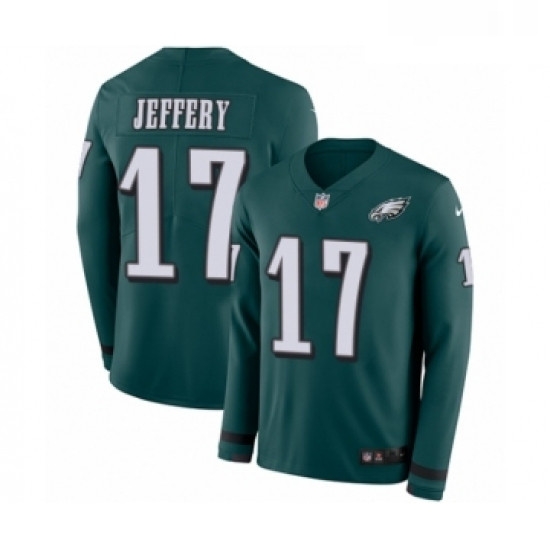 Mens Nike Philadelphia Eagles 17 Alshon Jeffery Limited Green Therma Long Sleeve NFL Jersey Mens Nike Philadelphia Eagles 17 Alshon Jeffery Limited Green Therma Long Sleeve NFL Jersey