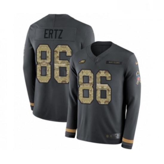Mens Nike Philadelphia Eagles 86 Zach Ertz Limited Black Salute to Service Therma Long Sleeve NFL Jersey Mens Nike Philadelphia Eagles 86 Zach Ertz Limited Black Salute to Service Therma Long Sleeve NFL Jersey