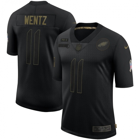 Men's Philadelphia Eagles #11 Carson Wentz Black Nike 2020 Salute To Service Limited Jersey Men's Philadelphia Eagles #11 Carson Wentz Black Nike 2020 Salute To Service Limited Jersey