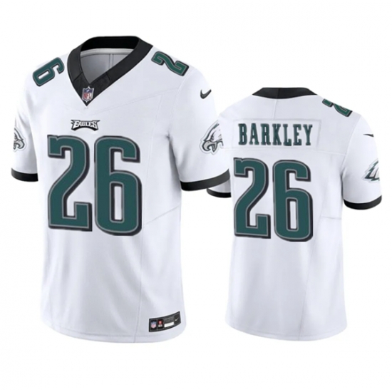 Men's Philadelphia Eagles #26 Saquon Barkley White 2023 F.U.S.E. Vapor Untouchable Limited Football Stitched Jersey Men's Philadelphia Eagles #26 Saquon Barkley White 2023 F.U.S.E. Vapor Untouchable Limited Football Stitched Jersey