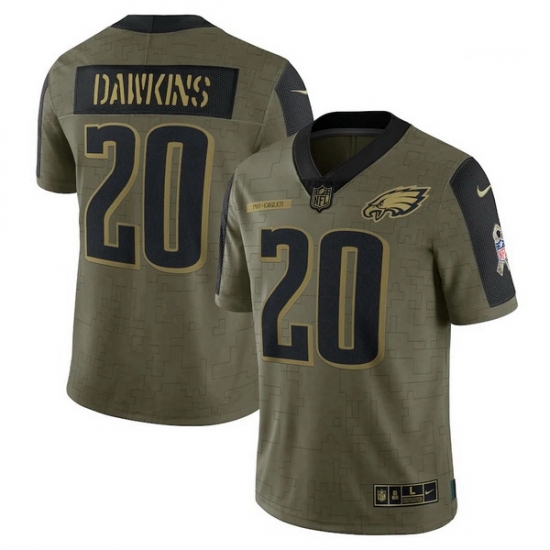 Men's Philadelphia Eagles Brian Dawkins Nike Olive 2021 Salute To Service Retired Player Limited Jersey Men's Philadelphia Eagles Brian Dawkins Nike Olive 2021 Salute To Service Retired Player Limited Jersey