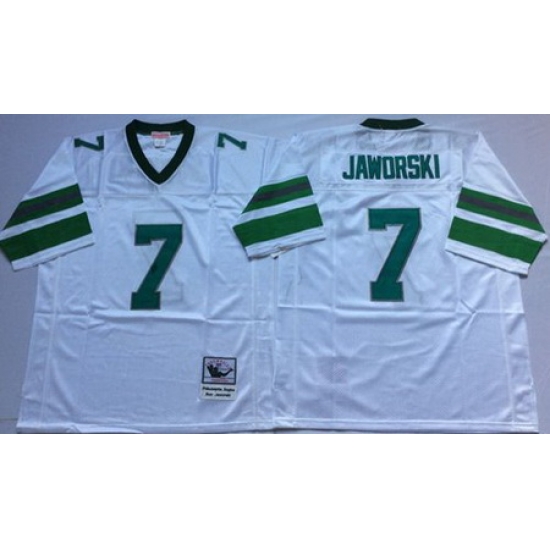 Mitchell&Ness Eagles 7 Ron Jaworski White Throwback Stitched NFL Jersey Mitchell&Ness Eagles 7 Ron Jaworski White Throwback Stitched NFL Jersey