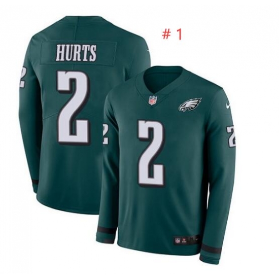 Nike Eagles 1 Jalen Hurts Green Team Color Men Stitched NFL Limited Therma Long Sleeve Jersey Nike Eagles 1 Jalen Hurts Green Team Color Men Stitched NFL Limited Therma Long Sleeve Jersey