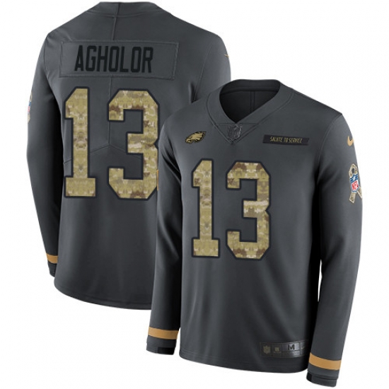 Nike Eagles 13 Nelson Agholor Anthracite Salute to Service Men s Stitched NFL Limited Therma Long Sleeve Jersey Nike Eagles 13 Nelson Agholor Anthracite Salute to Service Men s Stitched NFL Limited Therma Long Sleeve Jersey