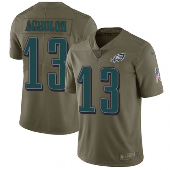 Nike Eagles #13 Nelson Agholor Olive Mens Stitched NFL Limited 2017 Salute To Service Jersey Nike Eagles #13 Nelson Agholor Olive Mens Stitched NFL Limited 2017 Salute To Service Jersey