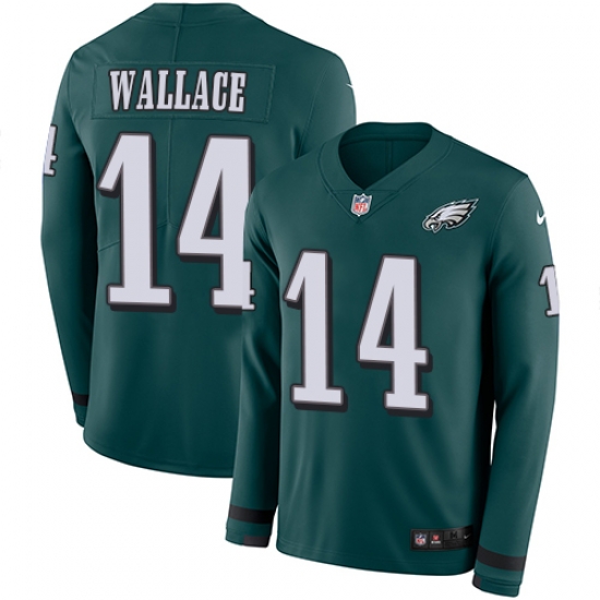 Nike Eagles #14 Mike Wallace Midnight Green Team Color Men Stitched NFL Limited Therma Long Sleeve Jersey Nike Eagles #14 Mike Wallace Midnight Green Team Color Men Stitched NFL Limited Therma Long Sleeve Jersey