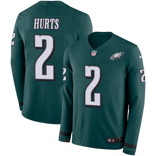 Nike Eagles 2 Jalen Hurts Green Team Color Men Stitched NFL Limited Therma Long Sleeve Jersey Nike Eagles 2 Jalen Hurts Green Team Color Men Stitched NFL Limited Therma Long Sleeve Jersey