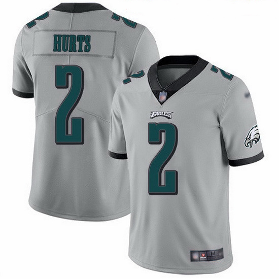 Nike Eagles 2 Jalen Hurts Silver Men Stitched NFL Limited Inverted Legend Jersey Nike Eagles 2 Jalen Hurts Silver Men Stitched NFL Limited Inverted Legend Jersey