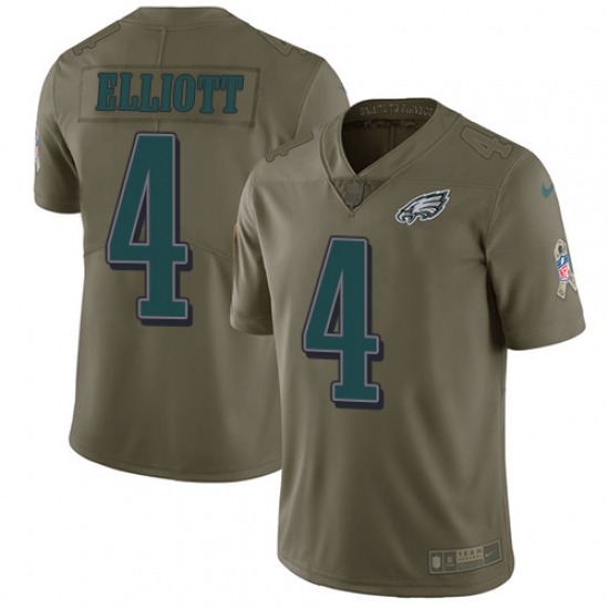 Nike Eagles #4 Jake Elliott Olive Mens Stitched NFL Limited 2017 Salute To Service Jersey Nike Eagles #4 Jake Elliott Olive Mens Stitched NFL Limited 2017 Salute To Service Jersey