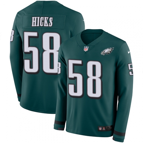 Nike Eagles #58 Jordan Hicks Midnight Green Team Color Men Stitched NFL Limited Therma Long Sleeve Jersey Nike Eagles #58 Jordan Hicks Midnight Green Team Color Men Stitched NFL Limited Therma Long Sleeve Jersey