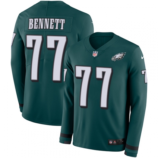 Nike Eagles #77 Michael Bennett Midnight Green Team Color Men Stitched NFL Limited Therma Long Sleeve Jersey Nike Eagles #77 Michael Bennett Midnight Green Team Color Men Stitched NFL Limited Therma Long Sleeve Jersey