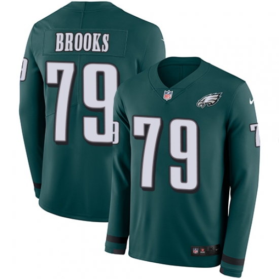 Nike Eagles #79 Brandon Brooks Midnight Green Team Color Men Stitched NFL Limited Therma Long Sleeve Jersey Nike Eagles #79 Brandon Brooks Midnight Green Team Color Men Stitched NFL Limited Therma Long Sleeve Jersey