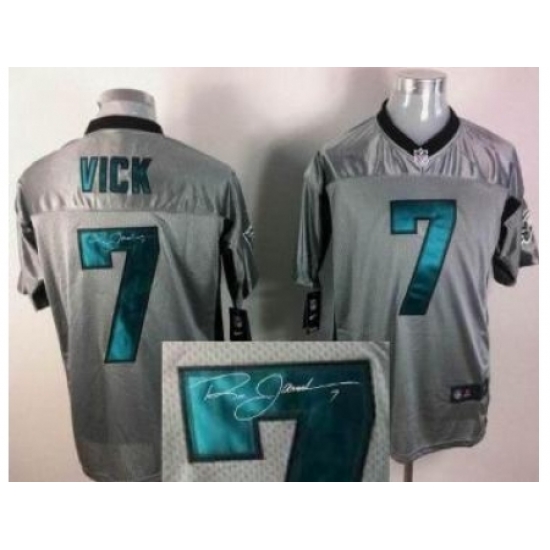 Nike Philadelphia Eagles 7 Michael Vick Grey Elite Shadow Signed NFL Jersey Nike Philadelphia Eagles 7 Michael Vick Grey Elite Shadow Signed NFL Jersey