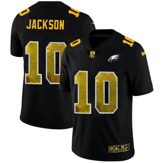 Philadelphia Eagles 10 Desean Jackson Men Black Nike Golden Sequin Vapor Limited NFL Jersey Philadelphia Eagles 10 Desean Jackson Men Black Nike Golden Sequin Vapor Limited NFL Jersey