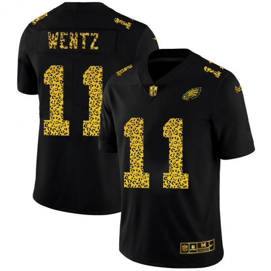 Philadelphia Eagles 11 Carson Wentz Men Nike Leopard Print Fashion Vapor Limited NFL Jersey Black Philadelphia Eagles 11 Carson Wentz Men Nike Leopard Print Fashion Vapor Limited NFL Jersey Black
