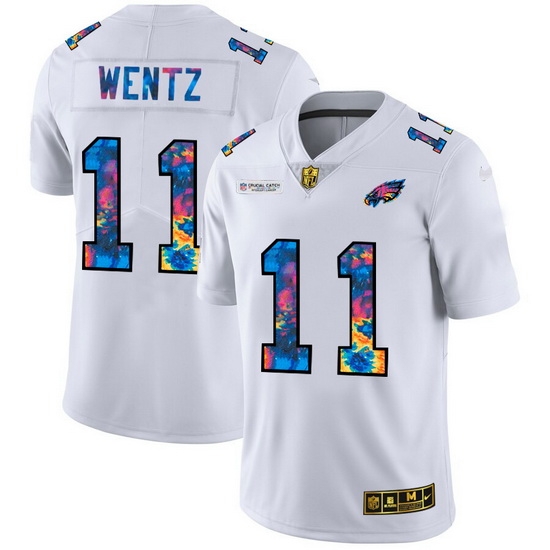 Philadelphia Eagles 11 Carson Wentz Men White Nike Multi Color 2020 NFL Crucial Catch Limited NFL Jersey Philadelphia Eagles 11 Carson Wentz Men White Nike Multi Color 2020 NFL Crucial Catch Limited NFL Jersey
