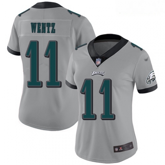 Eagles #11 Carson Wentz Silver Women Stitched Football Limited Inverted Legend Jersey Eagles #11 Carson Wentz Silver Women Stitched Football Limited Inverted Legend Jersey