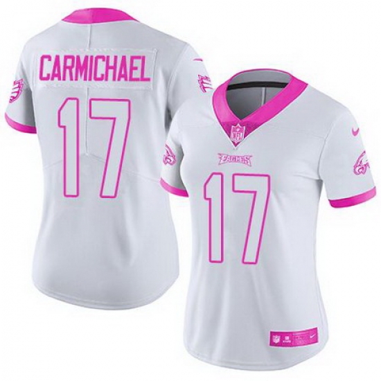 Nike Eagles #17 Harold Carmichael White Pink Womens Stitched NFL Limited Rush Fashion Jersey Nike Eagles #17 Harold Carmichael White Pink Womens Stitched NFL Limited Rush Fashion Jersey