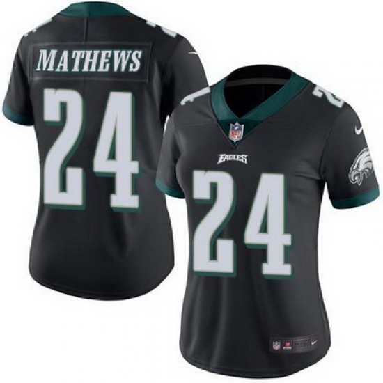 Nike Eagles #24 Ryan Mathews Black Womens Stitched NFL Limited Rush Jersey Nike Eagles #24 Ryan Mathews Black Womens Stitched NFL Limited Rush Jersey