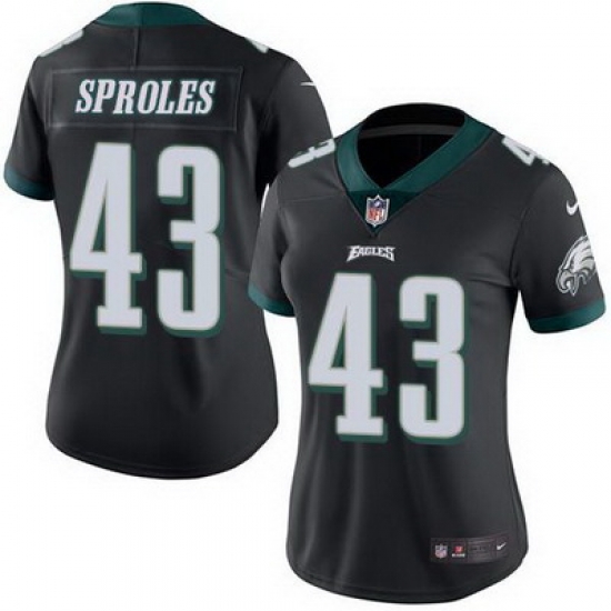 Nike Eagles #43 Darren Sproles Black Womens Stitched NFL Limited Rush Jersey Nike Eagles #43 Darren Sproles Black Womens Stitched NFL Limited Rush Jersey