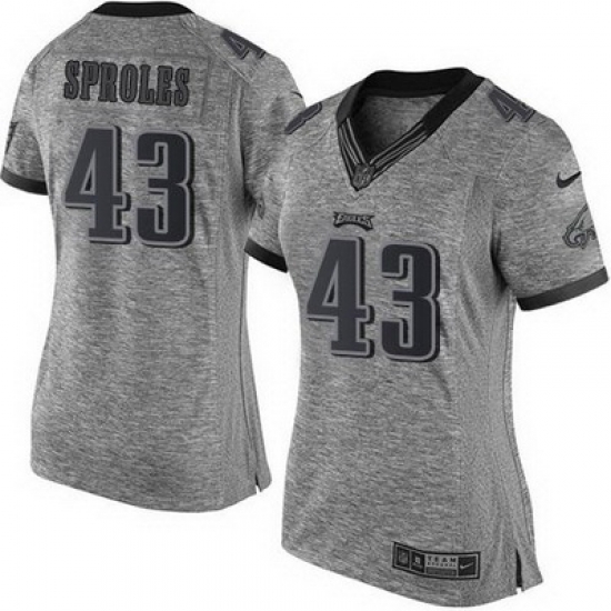 Nike Eagles #43 Darren Sproles Gray Womens Stitched NFL Limited Gridiron Gray Jersey Nike Eagles #43 Darren Sproles Gray Womens Stitched NFL Limited Gridiron Gray Jersey