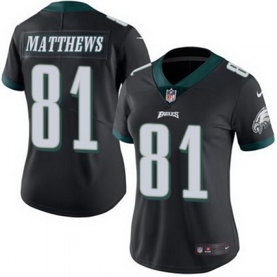 Nike Eagles #81 Jordan Matthews Black Womens Stitched NFL Limited Rush Jersey Nike Eagles #81 Jordan Matthews Black Womens Stitched NFL Limited Rush Jersey