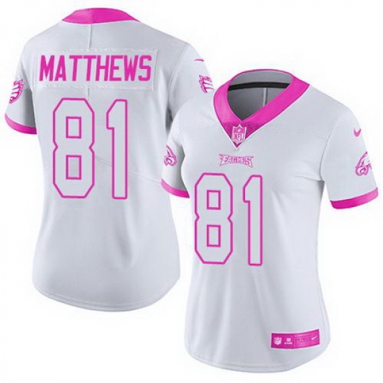 Nike Eagles #81 Jordan Matthews White Pink Womens Stitched NFL Limited Rush Fashion Jersey Nike Eagles #81 Jordan Matthews White Pink Womens Stitched NFL Limited Rush Fashion Jersey
