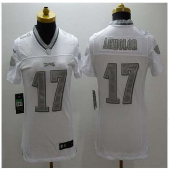 Women New Eagles #17 Nelson Agholor White Stitched NFL Limited Platinum Jersey Women New Eagles #17 Nelson Agholor White Stitched NFL Limited Platinum Jersey
