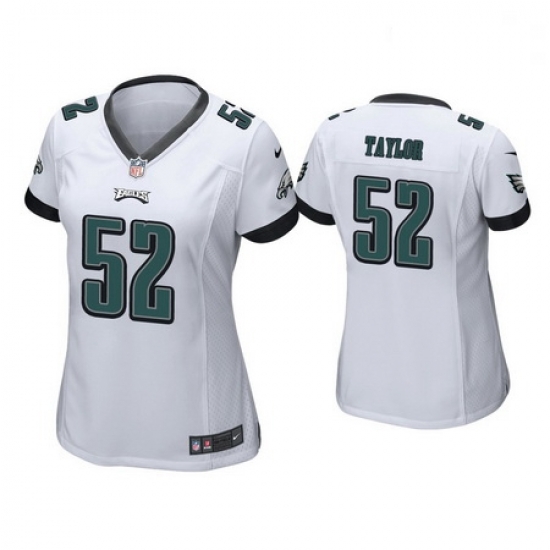 Women Nike Eagles 52 Davion Taylor White Vapor Limited NFL Stitched Jersey Women Nike Eagles 52 Davion Taylor White Vapor Limited NFL Stitched Jersey