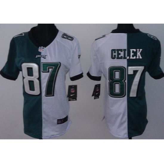 Women Nike Philadelphia Eagles 87 Brent Celek White Green Split NFL Jerseys Women Nike Philadelphia Eagles 87 Brent Celek White Green Split NFL Jerseys