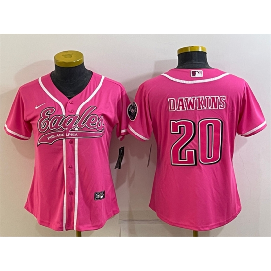 Women Philadelphia Eagles 20 Brian Dawkins Pink With Patch Cool Base Stitched Baseball Jersey Women Philadelphia Eagles 20 Brian Dawkins Pink With Patch Cool Base Stitched Baseball Jersey