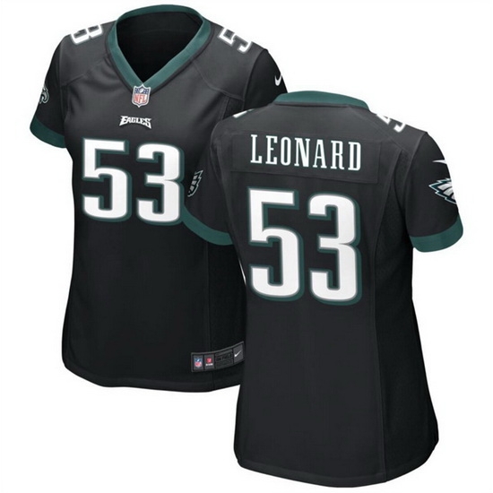 Women Philadelphia Eagles 53 Shaquille Leonard Black Stitched Football Jersey 28Run Small 29 Women Philadelphia Eagles 53 Shaquille Leonard Black Stitched Football Jersey 28Run Small 29