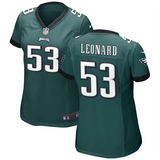 Women Philadelphia Eagles 53 Shaquille Leonard Green Stitched Football Jersey 28Run Small 29s Women Philadelphia Eagles 53 Shaquille Leonard Green Stitched Football Jersey 28Run Small 29s