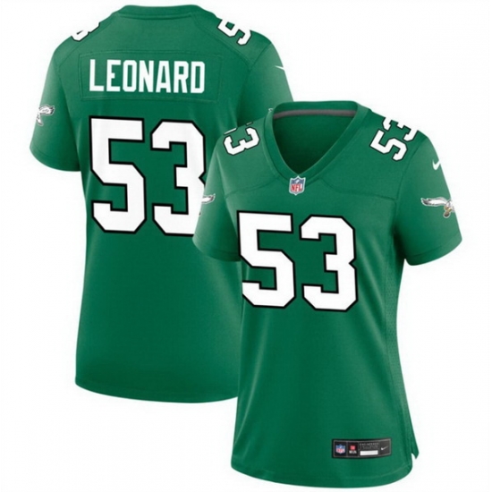 Women Philadelphia Eagles 53 Shaquille Leonard Green Stitched Football Jersey Women Philadelphia Eagles 53 Shaquille Leonard Green Stitched Football Jersey