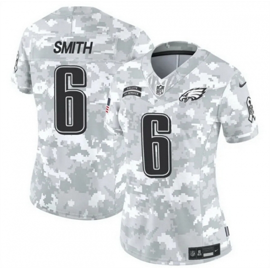 Women Philadelphia Eagles 6 DeVonta Smith 2024 F U S E Arctic Camo Salute To Service Limited Stitched Jersey Women Philadelphia Eagles 6 DeVonta Smith 2024 F U S E Arctic Camo Salute To Service Limited Stitched Jersey