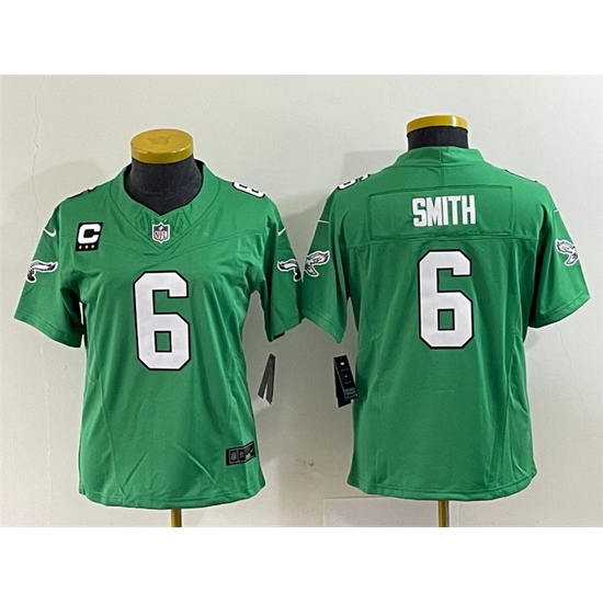 Women Philadelphia Eagles 6 DeVonta Smith Green 2023 F U S E With C Patch Stitched Football Jersey Run Small Women Philadelphia Eagles 6 DeVonta Smith Green 2023 F U S E With C Patch Stitched Football Jersey Run Small