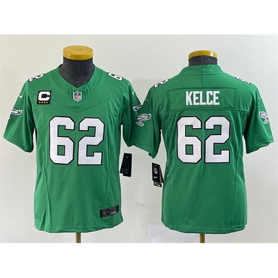 Women Philadelphia Eagles 62 Jason Kelce Green 2023 F U S E With C Patch Stitched Football Jersey Run Small Women Philadelphia Eagles 62 Jason Kelce Green 2023 F U S E With C Patch Stitched Football Jersey Run Small