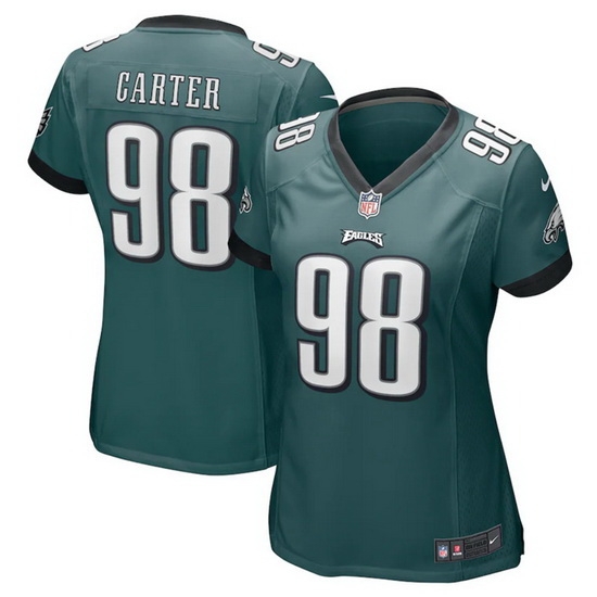 Women Philadelphia Eagles 98 Jalen Carter Green 2023 Draft Stitched Football Jersey Women Philadelphia Eagles 98 Jalen Carter Green 2023 Draft Stitched Football Jersey