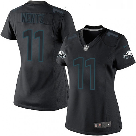 Womens Nike Philadelphia Eagles 11 Carson Wentz Limited Black Impact NFL Jersey Womens Nike Philadelphia Eagles 11 Carson Wentz Limited Black Impact NFL Jersey