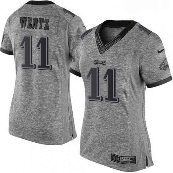 Womens Nike Philadelphia Eagles 11 Carson Wentz Limited Gray Gridiron NFL Jersey Womens Nike Philadelphia Eagles 11 Carson Wentz Limited Gray Gridiron NFL Jersey
