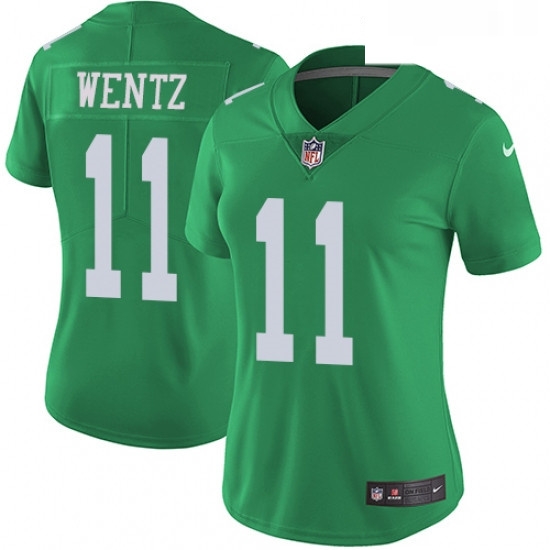 Womens Nike Philadelphia Eagles 11 Carson Wentz Limited Green Rush Vapor Untouchable NFL Jersey Womens Nike Philadelphia Eagles 11 Carson Wentz Limited Green Rush Vapor Untouchable NFL Jersey