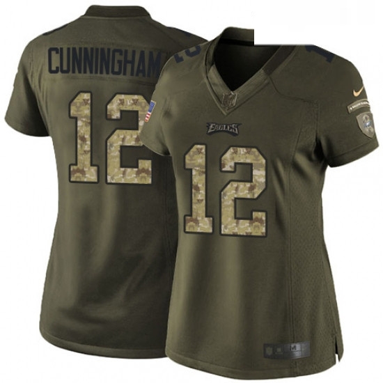 Womens Nike Philadelphia Eagles 12 Randall Cunningham Elite Green Salute to Service NFL Jersey Womens Nike Philadelphia Eagles 12 Randall Cunningham Elite Green Salute to Service NFL Jersey