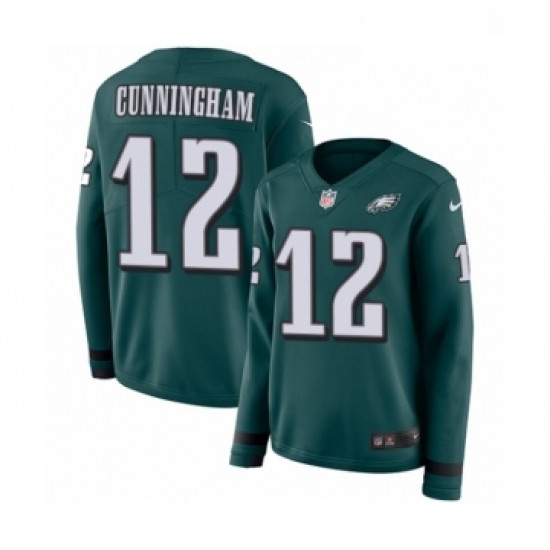 Womens Nike Philadelphia Eagles 12 Randall Cunningham Limited Green Therma Long Sleeve NFL Jersey Womens Nike Philadelphia Eagles 12 Randall Cunningham Limited Green Therma Long Sleeve NFL Jersey