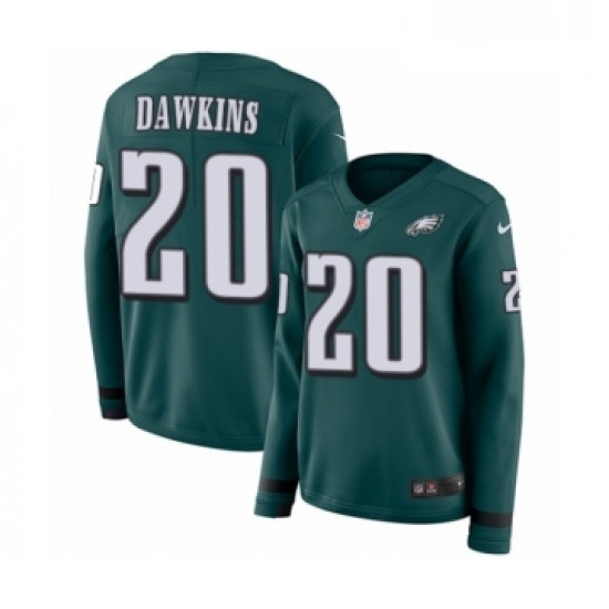 Womens Nike Philadelphia Eagles 20 Brian Dawkins Limited Green Therma Long Sleeve NFL Jersey Womens Nike Philadelphia Eagles 20 Brian Dawkins Limited Green Therma Long Sleeve NFL Jersey