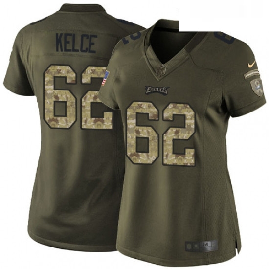 Womens Nike Philadelphia Eagles 62 Jason Kelce Elite Green Salute to Service NFL Jersey Womens Nike Philadelphia Eagles 62 Jason Kelce Elite Green Salute to Service NFL Jersey