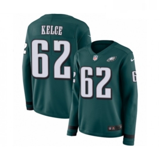 Womens Nike Philadelphia Eagles 62 Jason Kelce Limited Green Therma Long Sleeve NFL Jersey Womens Nike Philadelphia Eagles 62 Jason Kelce Limited Green Therma Long Sleeve NFL Jersey